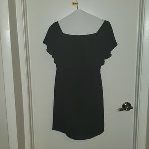 Black sheer with lining off the shoulder dress